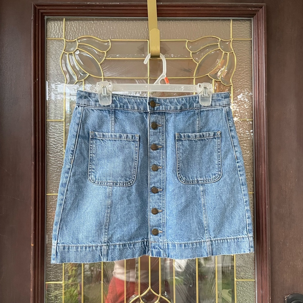 LOFT Denim Button Down Mini Skirt